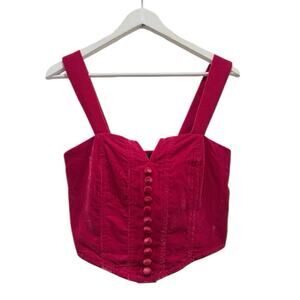 Rachel Zoe Hot Pink Velvet Corset Bustier Crop Top NWT Designer Festival Y2K